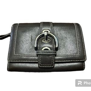 GUC Coach Wallet Vintage Dark Brown with Silver Buckle Accessory